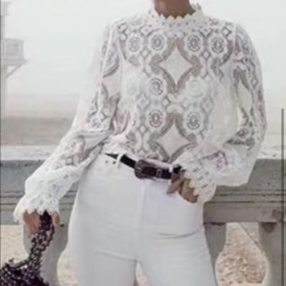 Olivia Lace Detailed Crochet Top With Spectacular Sleeves And Soft Lace Detail - Picture 9 of 9